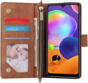 img 2 attached to LBYZCASE Galaxy A32 5G Phone Case Wallet – Folio Flip 📱 Leather Cover with Zipper Pocket, Wrist Strap, Kickstand, Magnetic Closure – Brown