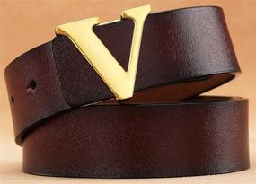 img 2 attached to 👔 Classic Silver V Buckle Calfskin 43 3Inch Leather Belt