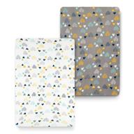 🌟 cosmoplus stretch fitted pack n play playard sheets - 2 pack for mini crib sheet set, pack n play mattress cover, ultra stretchy soft, heart pattern - enhanced seo logo