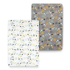 img 4 attached to 🌟 COSMOPLUS Stretch Fitted Pack n Play Playard Sheets - 2 Pack for Mini Crib Sheet Set, Pack n Play Mattress Cover, Ultra Stretchy Soft, Heart Pattern - Enhanced SEO