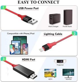 img 3 attached to 📱 [Apple MFi Certified] iPhone iPad Lightning to HDMI Adapter, 6.6ft TV Cable for iPhone to HDMI, 1080P Digital AV Adapter HDTV Cable for iPhone 12 11 XR XS X 8 7 iPad to HD TV Projector Monitor