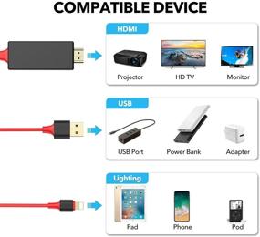 img 2 attached to 📱 [Apple MFi Certified] iPhone iPad Lightning to HDMI Adapter, 6.6ft TV Cable for iPhone to HDMI, 1080P Digital AV Adapter HDTV Cable for iPhone 12 11 XR XS X 8 7 iPad to HD TV Projector Monitor