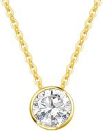 💎 fancime 14k solid gold 1 carat moissanite bezel set solitaire pendant: stunning simulated diamond necklace for women logo