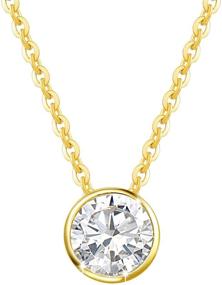 img 4 attached to 💎 FANCIME 14k Solid Gold 1 Carat Moissanite Bezel Set Solitaire Pendant: Stunning Simulated Diamond Necklace for Women