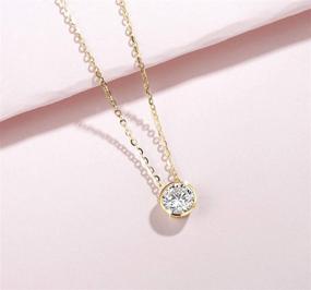 img 1 attached to 💎 FANCIME 14k Solid Gold 1 Carat Moissanite Bezel Set Solitaire Pendant: Stunning Simulated Diamond Necklace for Women