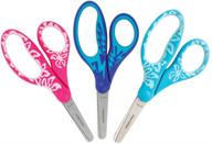 📚 fiskars 194230 back to school supplies, softgrip blunt-tip kids scissors, 5 inch, pack of 3, floral/lighting logo