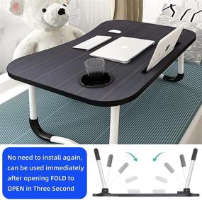 img 3 attached to 🛌 SUGARLEE Portable Foldable Laptop Bed Desk with Cup Holder | Ideal for Work, Movies & Relaxation on Bed, Couch, Sofa