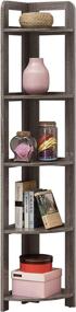 img 1 attached to 📚 RAAMZO Weathered Grey 5-Tier Wood Wall Corner Bookshelf - Stylish Accent Etagere and Bookcase for Any Space