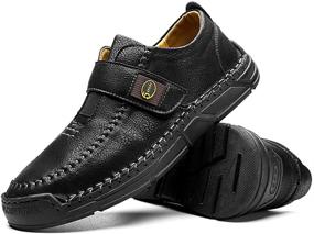 img 3 attached to Loafers Driving Casual Leather Stitched Men's Shoes and Loafers & Slip-Ons