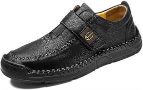img 4 attached to Loafers Driving Casual Leather Stitched Men's Shoes and Loafers & Slip-Ons