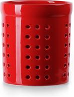 🍴 sweese 813.104 kitchen utensil holder- 7 inches porcelain utensil caddy, red - prevent tipping over, easy to dry logo