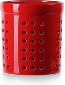 img 4 attached to 🍴 Sweese 813.104 Kitchen Utensil Holder- 7 Inches Porcelain Utensil Caddy, Red - Prevent Tipping Over, Easy to Dry