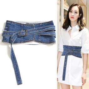 img 1 attached to 💃 Stylish Shengweiao Women's Denim Peplum Waist Cinch Belt: Enhance Your Waistline with a Wide Corset Belt