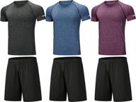 🩳 3 pack of buyjya men's casual sports shorts and shirts set for workouts, gym, running, basketball, football, exercise, and training logo