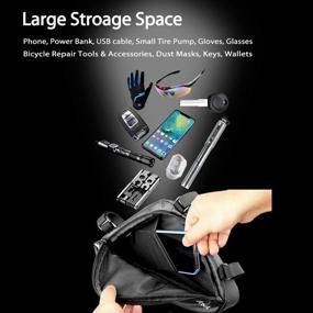 img 1 attached to NDakter Bike Pouch: Versatile Water-Resistant Triangle Storage Bag for Road and Mountain Bikes - Perfect for Phone, Wallet, Keys, and Tools