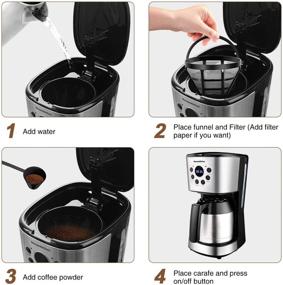 img 1 attached to ☕ Premium Programmable Coffee Maker: 10 Cup Compact Machine with 50 oz Thermal Carafe, Brew Strength Control, Mid-Brew Pause and Anti-Drip Function - Stainless Steel Coffee Maker