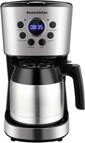 img 4 attached to ☕ Premium Programmable Coffee Maker: 10 Cup Compact Machine with 50 oz Thermal Carafe, Brew Strength Control, Mid-Brew Pause and Anti-Drip Function - Stainless Steel Coffee Maker