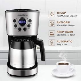 img 3 attached to ☕ Premium Programmable Coffee Maker: 10 Cup Compact Machine with 50 oz Thermal Carafe, Brew Strength Control, Mid-Brew Pause and Anti-Drip Function - Stainless Steel Coffee Maker