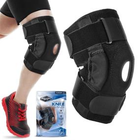 img 4 attached to 🦵 Adjustable Compression Support Knee Brace with Dual Aluminum Stability Hinges - Dynamic Gear Patella Brace for Meniscus Tear, ACL, Strains, Knee Pain, Arthritis (Standard)