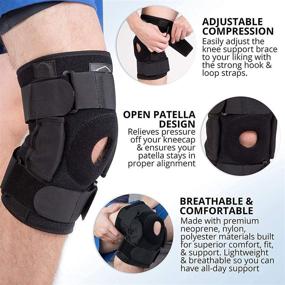 img 2 attached to 🦵 Adjustable Compression Support Knee Brace with Dual Aluminum Stability Hinges - Dynamic Gear Patella Brace for Meniscus Tear, ACL, Strains, Knee Pain, Arthritis (Standard)