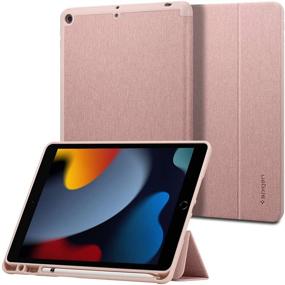 img 4 attached to Spigen Urban Fit iPad 10.2 Case (2021/2020/2019) with Pencil Holder - Stylish Rose Gold Design