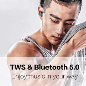 img 1 attached to Беспроводные наушники - наушники Bluetooth 5.0 с зарядным футляром | Вкладыши для ушей с временем работы до 30 часов | Шумоизоляция | Пара за один шаг | Спорт и тренировки.