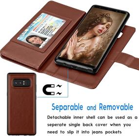 img 1 attached to 📱 Tekcoo Galaxy Note 8 Wallet Case/Samsung Note 8 PU Leather Case, Luxury Card Holder Flip Cover [Detachable Magnetic Hard Case] Brown with Kickstand