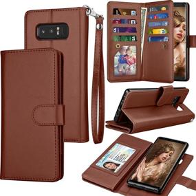 img 4 attached to 📱 Tekcoo Galaxy Note 8 Wallet Case/Samsung Note 8 PU Leather Case, Luxury Card Holder Flip Cover [Detachable Magnetic Hard Case] Brown with Kickstand