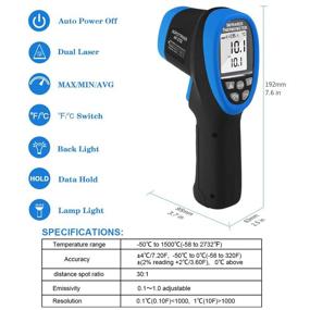 img 2 attached to 🌡️ Infrared Thermometer Pyrometer -58℉ to 2732℉, High Temp Temperature Gun -50℃ to 1500℃, Non-Contact Digital Dual Laser Pointers Flashlight, 30:1 Distance Spot Ratio, AP-2732 【Not for Human】
