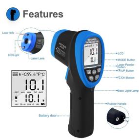 img 3 attached to 🌡️ Infrared Thermometer Pyrometer -58℉ to 2732℉, High Temp Temperature Gun -50℃ to 1500℃, Non-Contact Digital Dual Laser Pointers Flashlight, 30:1 Distance Spot Ratio, AP-2732 【Not for Human】
