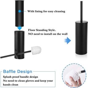 img 1 attached to 🚽 Gricol Toilet Brush with Holder - Black Stainless Steel 304 Long Handle - 2 Toilet Brush Heads - Freestanding with Lid - Toilet Bowl Brush and Holder Cleaner for Bathroom