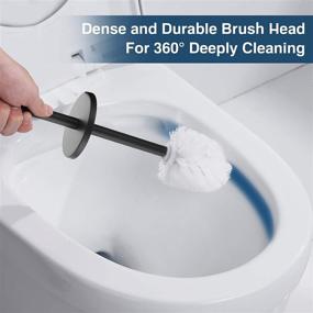 img 2 attached to 🚽 Gricol Toilet Brush with Holder - Black Stainless Steel 304 Long Handle - 2 Toilet Brush Heads - Freestanding with Lid - Toilet Bowl Brush and Holder Cleaner for Bathroom