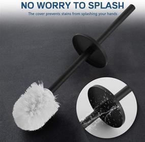 img 3 attached to 🚽 Gricol Toilet Brush with Holder - Black Stainless Steel 304 Long Handle - 2 Toilet Brush Heads - Freestanding with Lid - Toilet Bowl Brush and Holder Cleaner for Bathroom