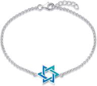 fancime hanukkah sterling silver created blue opal star necklace, dangle earrings & bracelet charm - danity october birthstone fine jewelry set for women logo
