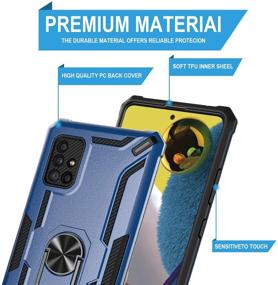 img 2 attached to GORGCASE For Samsung Galaxy A51 5G CASE/Galaxy A51 5G Verizon UW W/Glass Screen Protector Heavy Duty Shockproof 360°Rotating Ring Stand Protective Man Cover (Work For Magnetic Car Mount) Navy Blue