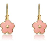 little miss twin stars flower leverback earrings - hypoallergenic 🌸 & nickel free for sensitive ears, 14k gold plated kids earrings logo