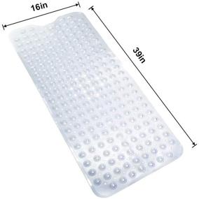 img 1 attached to 🛀 SELIBRE Extra Long Clear 39”x16” Non-Slip Bath Tub Mat with Hair Catcher: A Machine Washable Shower Mat with 200 Suction Cups for All Ages and Drain Holes