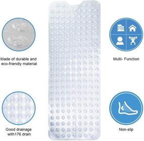 img 2 attached to 🛀 SELIBRE Extra Long Clear 39”x16” Non-Slip Bath Tub Mat with Hair Catcher: A Machine Washable Shower Mat with 200 Suction Cups for All Ages and Drain Holes