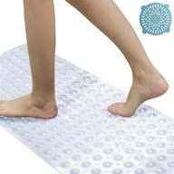 🛀 selibre extra long clear 39”x16” non-slip bath tub mat with hair catcher: a machine washable shower mat with 200 suction cups for all ages and drain holes logo
