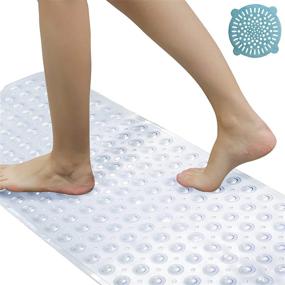 img 4 attached to 🛀 SELIBRE Extra Long Clear 39”x16” Non-Slip Bath Tub Mat with Hair Catcher: A Machine Washable Shower Mat with 200 Suction Cups for All Ages and Drain Holes