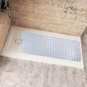 img 3 attached to 🛀 SELIBRE Extra Long Clear 39”x16” Non-Slip Bath Tub Mat with Hair Catcher: A Machine Washable Shower Mat with 200 Suction Cups for All Ages and Drain Holes