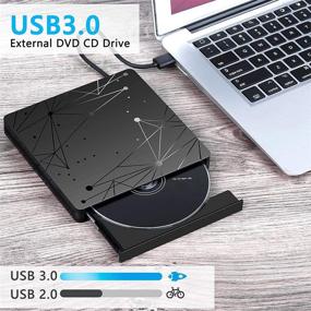 img 2 attached to 📀 Portable USB 3.0 Slim CD/DVD Burner Player RW Drive – External DVD Drive for Laptop, Compatible with Windows XP/2003/Vista/7/8, Linux, Mac OS System