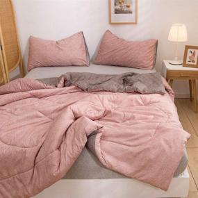 img 1 attached to 🛏️ Stylish Dusty Rose and Charcoal Grey Reversible Comforter Set for Queen Size Bed - xiaoleyu 3pcs Blush Pink Gray Farmhouse Bedding with Chambray Microfiber Quilt - Perfect for Men and Women