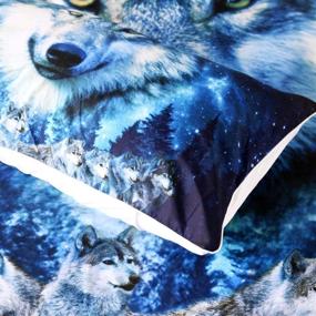 img 2 attached to Wolf Bedding Set Blue Winter Wolves Duvet Cover and Pillow Cases - Premium Wildlife Creature Bed Set for Teen Boys and Men - American Wolf Bedspread (Twin)