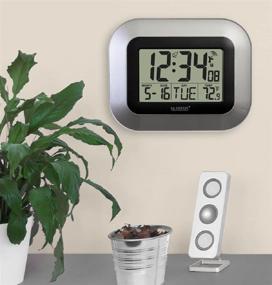 img 1 attached to ⏰ Accurate Timekeeping and Temperature Monitoring: La Crosse Technology WT-8005U-S Atomic Digital Wall Clock with Indoor Temperature, Silver