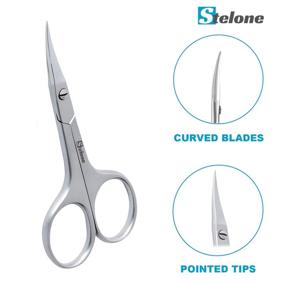 img 3 attached to ✂️ Stelone Professional Curved Blade Cuticle Scissors, Eyebrow Scissors, Stainless Steel Beauty Grooming Tools for Nails, Eyelashes & Dry Skin