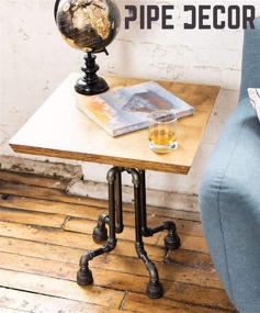 img 2 attached to Industrial Table Leg Set by PIPE DÉCOR - Rustic Side Table Base Kit in Dark Grey/Black Steel Metal