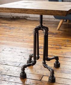 img 1 attached to Industrial Table Leg Set by PIPE DÉCOR - Rustic Side Table Base Kit in Dark Grey/Black Steel Metal