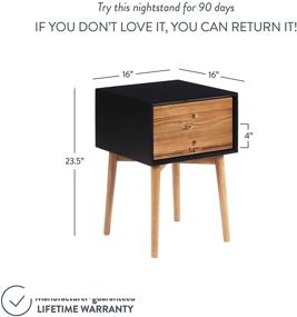 img 1 attached to Nathan James Harper Mid-Century Side, 2-Drawer Nightstand: Stylish Storage Table in Black/Brown Wood