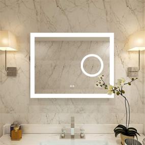 img 3 attached to PetusHouse 36 X 28 Inch LED Lighted Bathroom Mirror with 5.5 Inch 3X Lighted Magnifier, Wall Mounted White Light Dimmable Anti-Fog Memory Button CRI>90 5MM Copper Free Mirrors, Horizontal